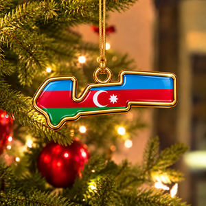 Azerbaijani F1 Circuit Map Hanging Ornament - Racing Fan Gift