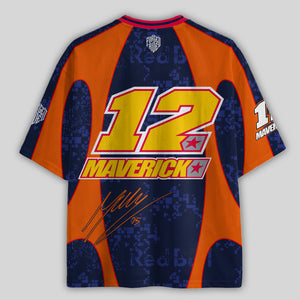'MT' Maverick #12 Red Tech3 Racing Mesh Football Jersey