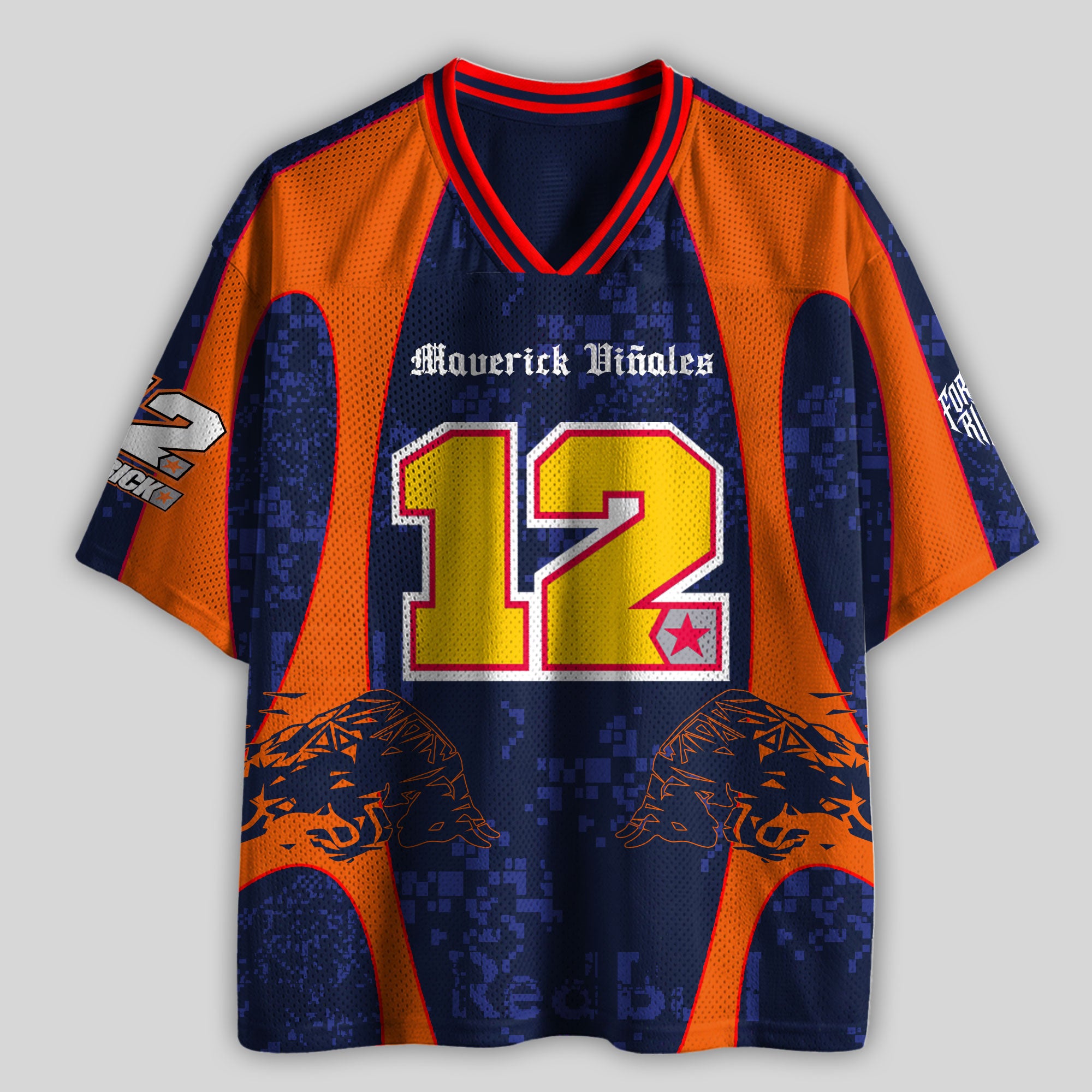 'MT' Maverick #12 Red Tech3 Racing Mesh Football Jersey