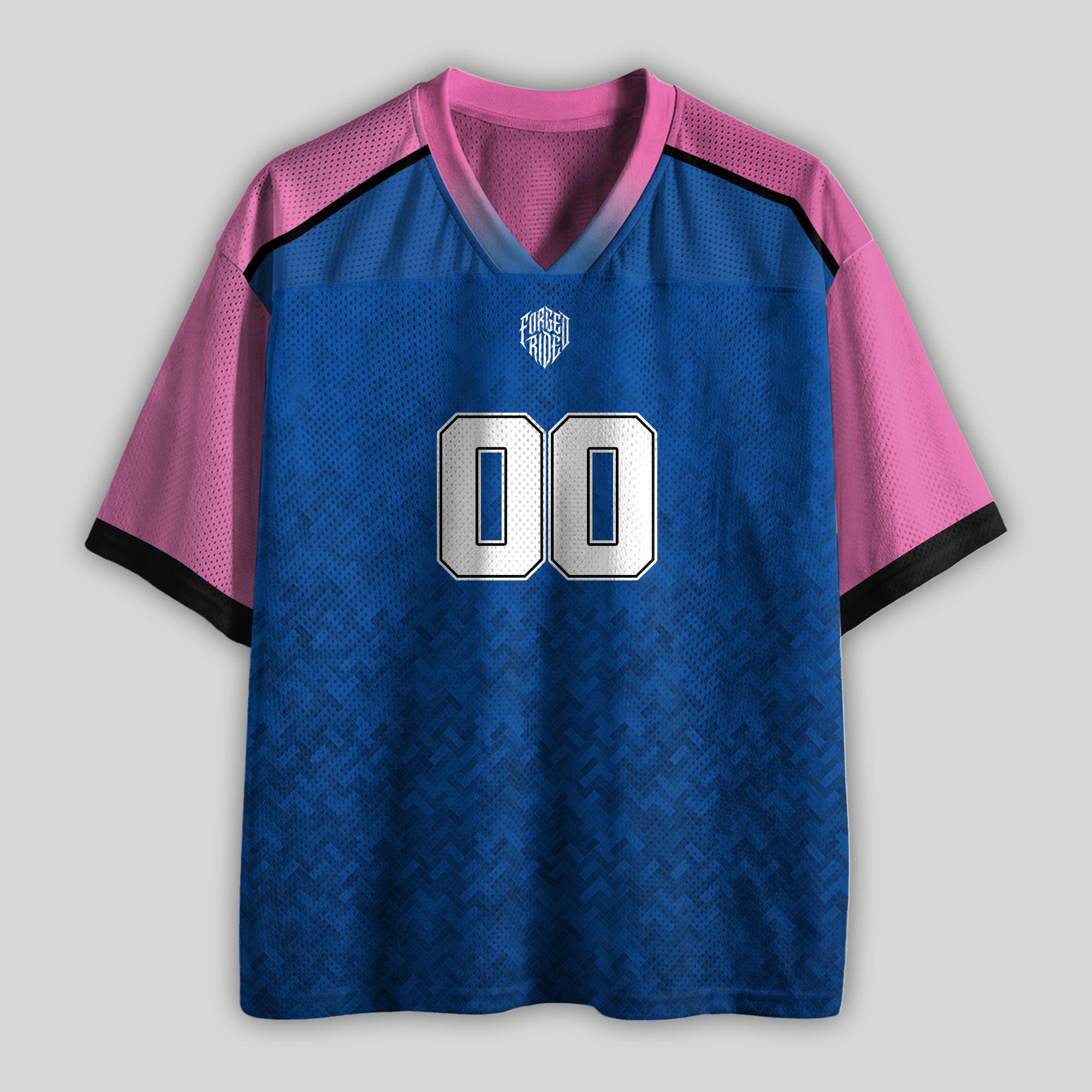 Custom Blue & Pink Performance Al Racing Mesh Football Jersey