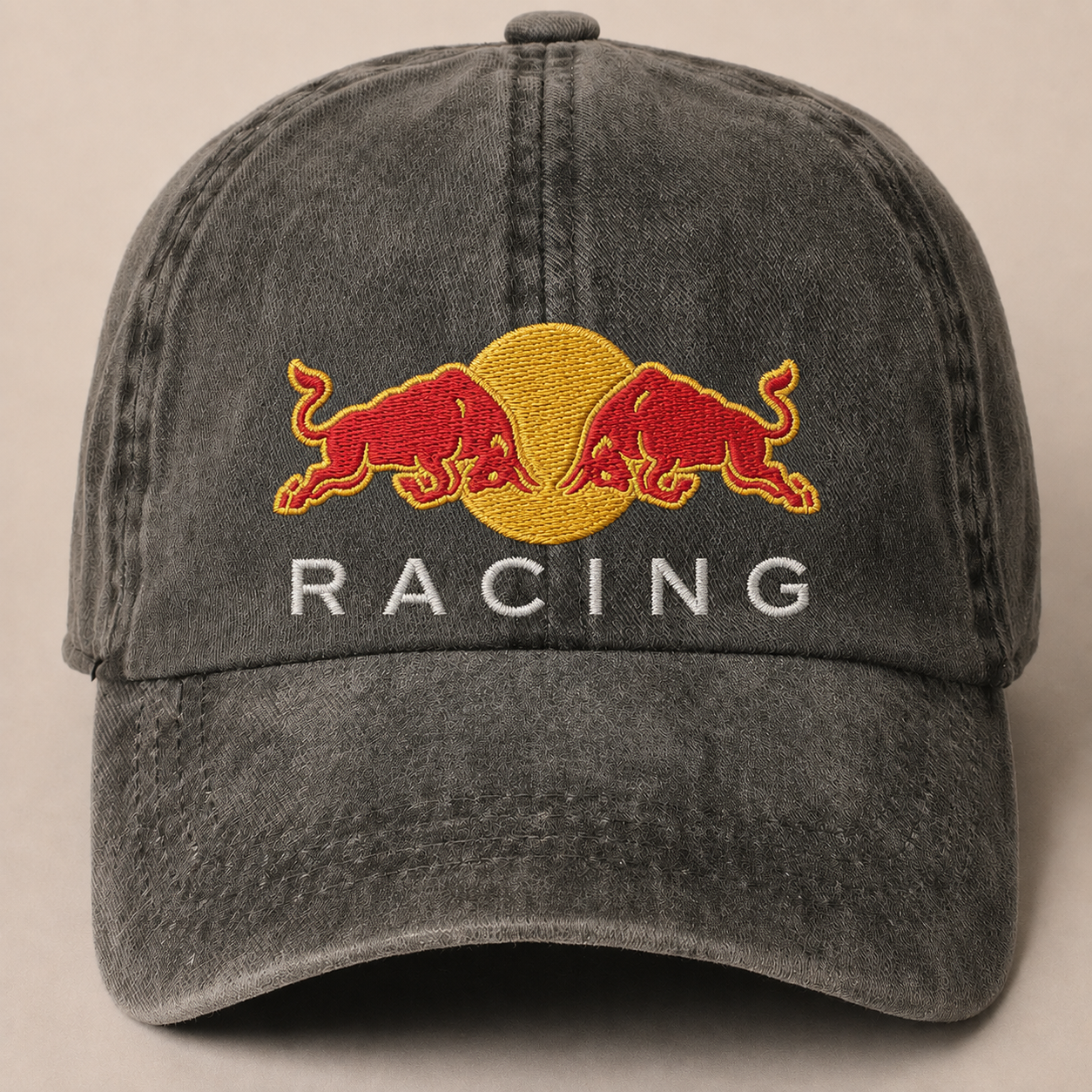Red Racing Hat Embroidered - Cap Washed