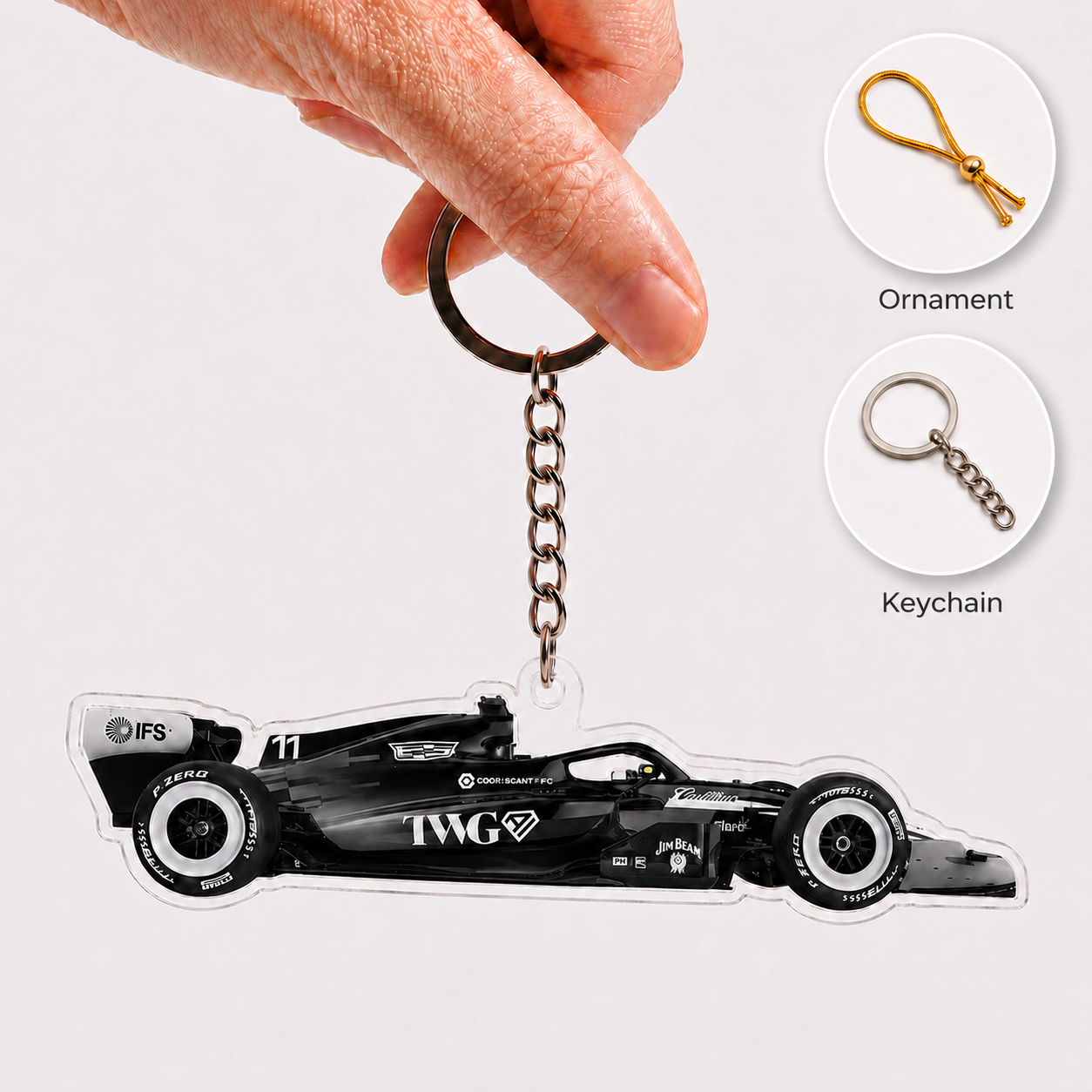 CA F1 Racing Car Keychain – Acrylic Ornament