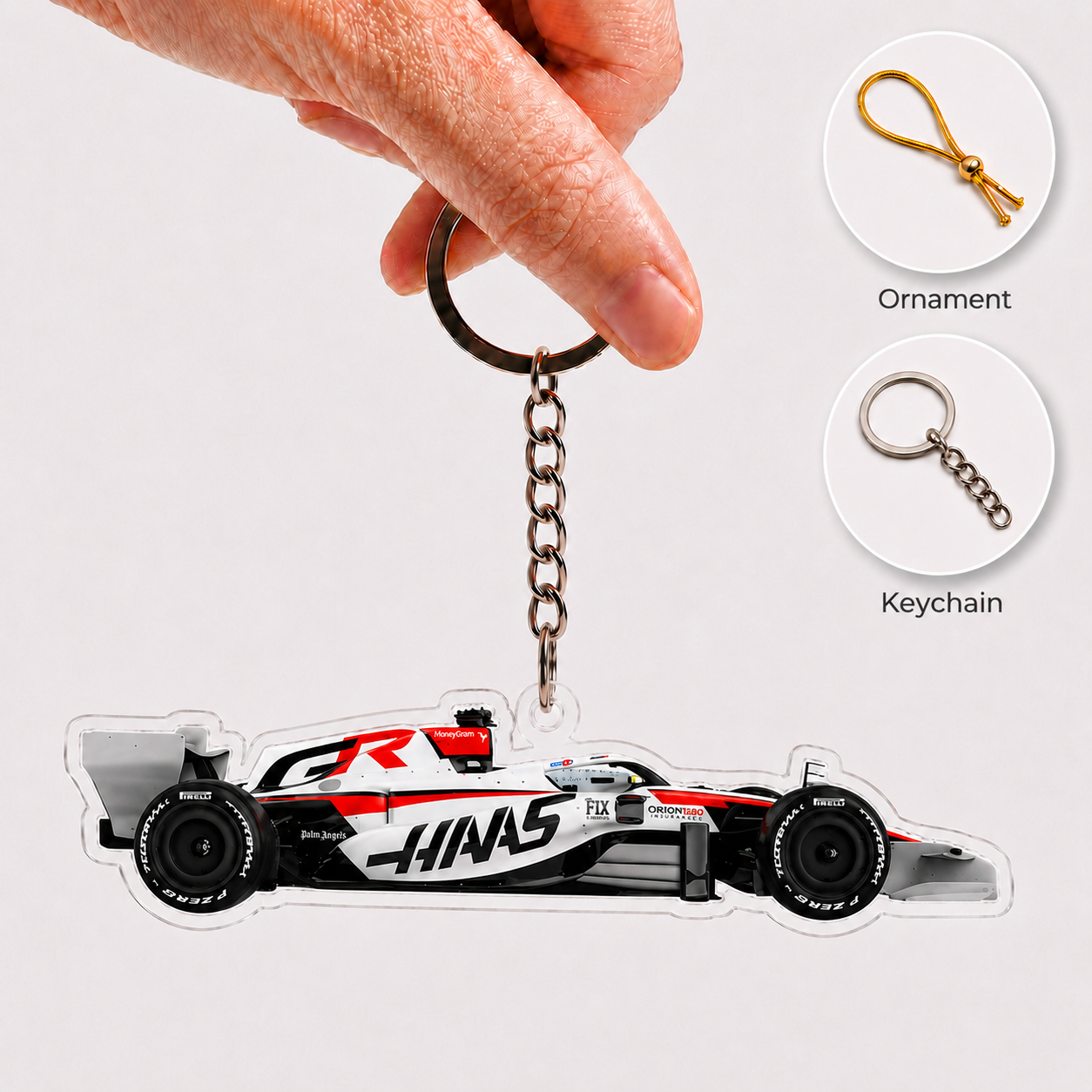 HA F1 Racing Car Keychain – Acrylic Ornament
