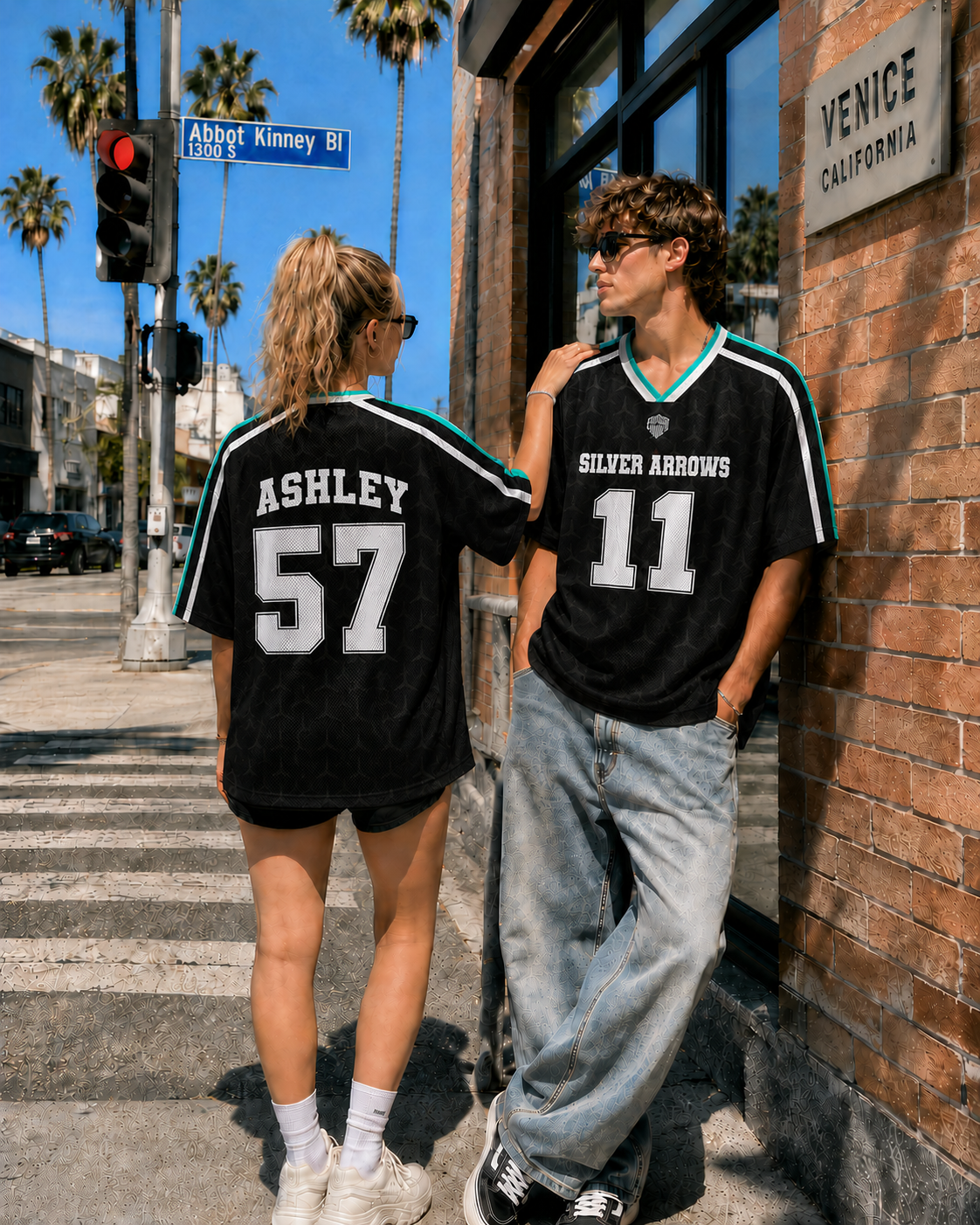 [Personalized] Silver Arrows Racing Name & Number - Mesh Football Jersey