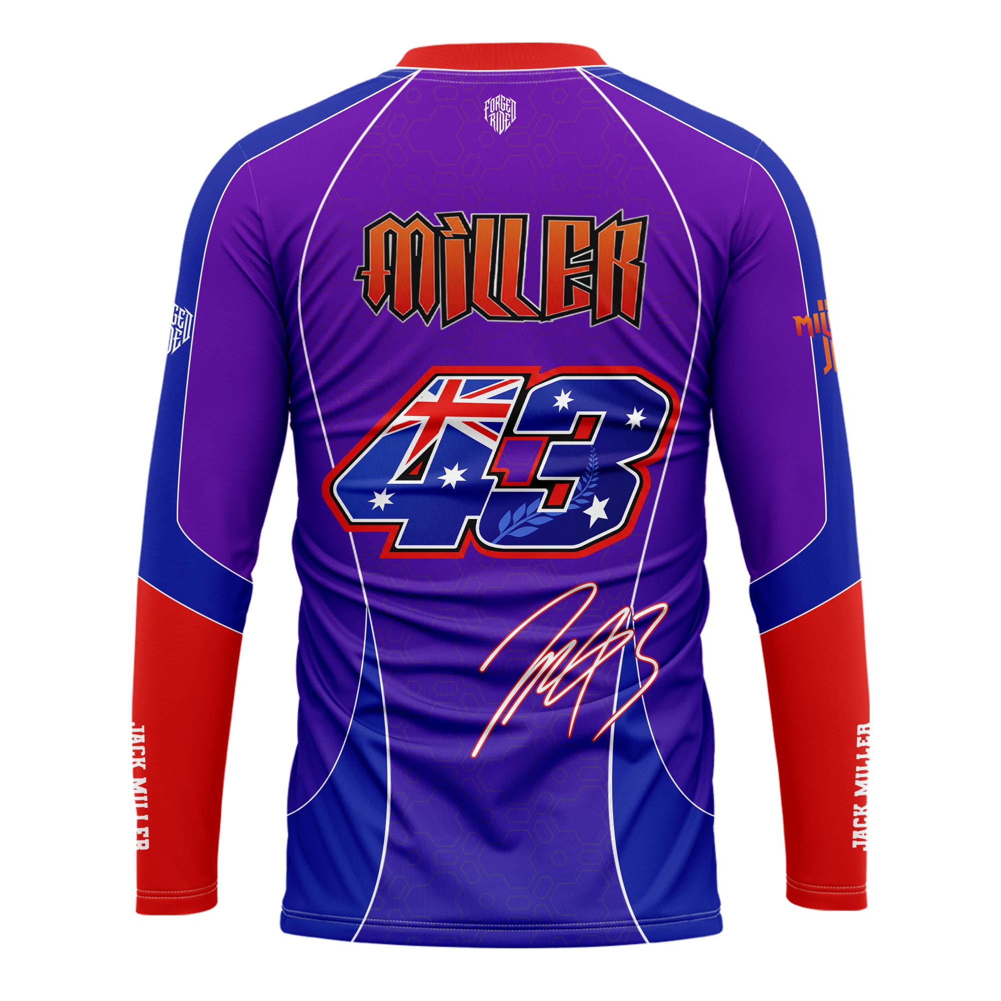 [HJ] Miller #43 Long Sleeve Racing Jersey - Racing Fan Apparel