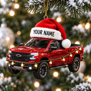 [Personalized] Custom Truck Santa Hat Ornament -  Truck Driver Christmas Gift