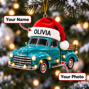 [Personalized] Classic Car Santa Hat Tree Decor -  Car Enthusiast Christmas Gift