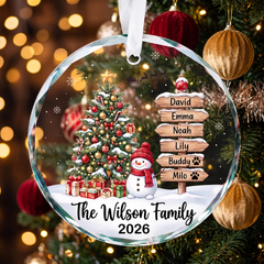 [Personalized] Family Christmas Ornament 2026 - Custom Wooden Signpost Names Tree Decor