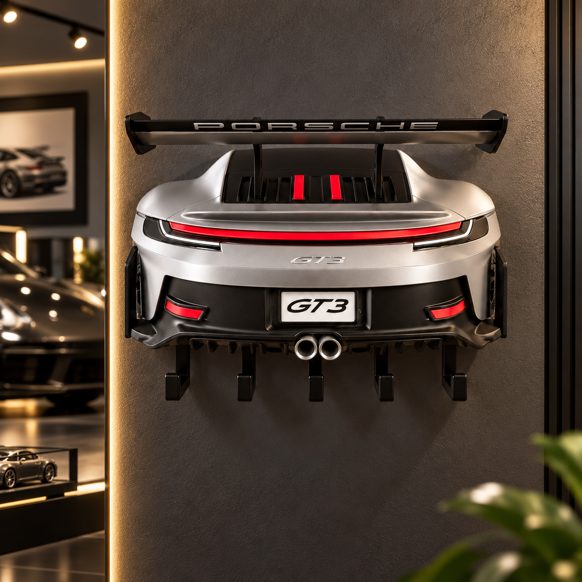 GT3 Wall Key Holder Car Rear End Key Rack - 3D Printed Gift