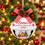 [Personalized] Jingle Bell Christmas Ornament 2026 - Custom Name Gingerbread House Tree Ornament