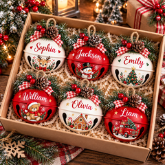 [Personalized] COMBO 6 Jingle Bell Ornament Racing - Family Holiday Gift Box