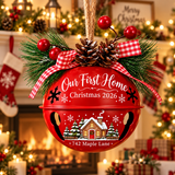 [Personalized] Our First Home Christmas 2026 Metal Sleigh Bell Ornament - Jingle Bell Christmas Ornament 2026