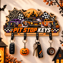 Halloween Racing Car Pit Stop Key Holder - Garage Halloween Decor