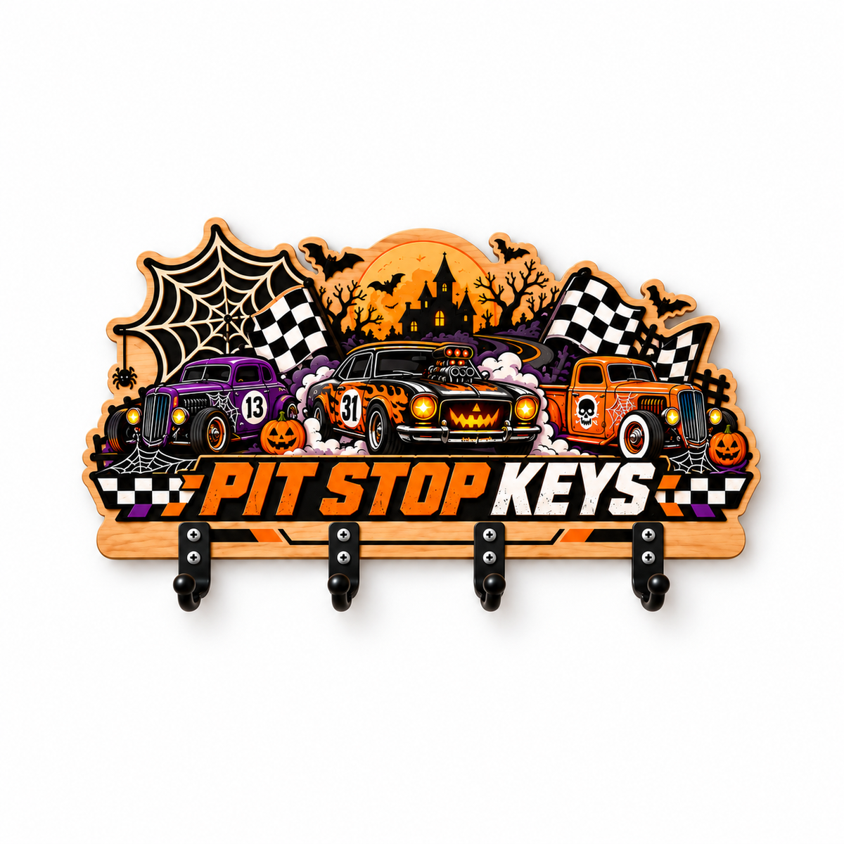 Halloween Racing Car Pit Stop Key Holder - Garage Halloween Decor
