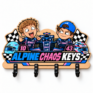 Chaos Keys Wooden Wall Key Holder - Motorsport Car Gift