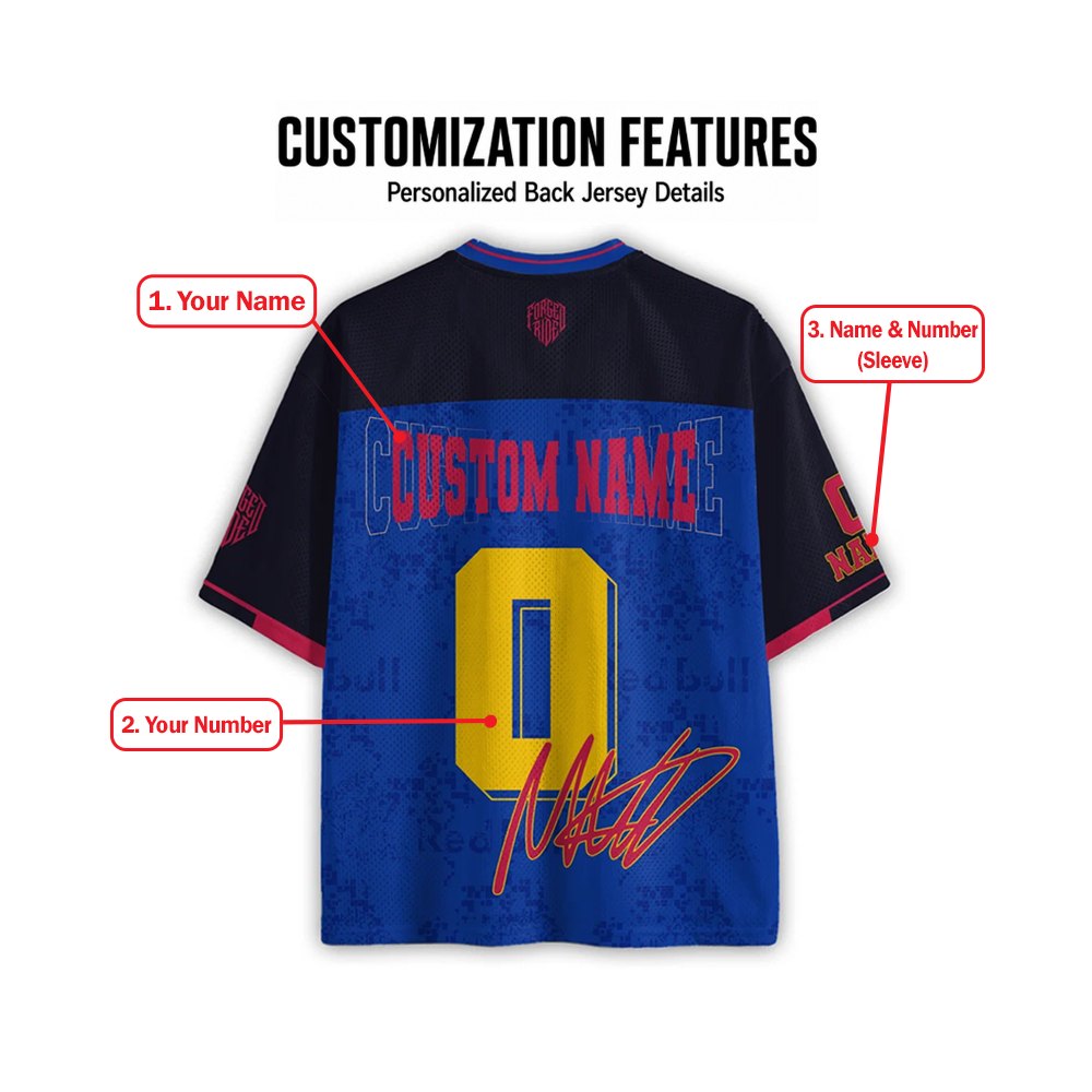 [Personalized] RB #3 Racing Name & Number Max - Fans Mesh Football Jersey