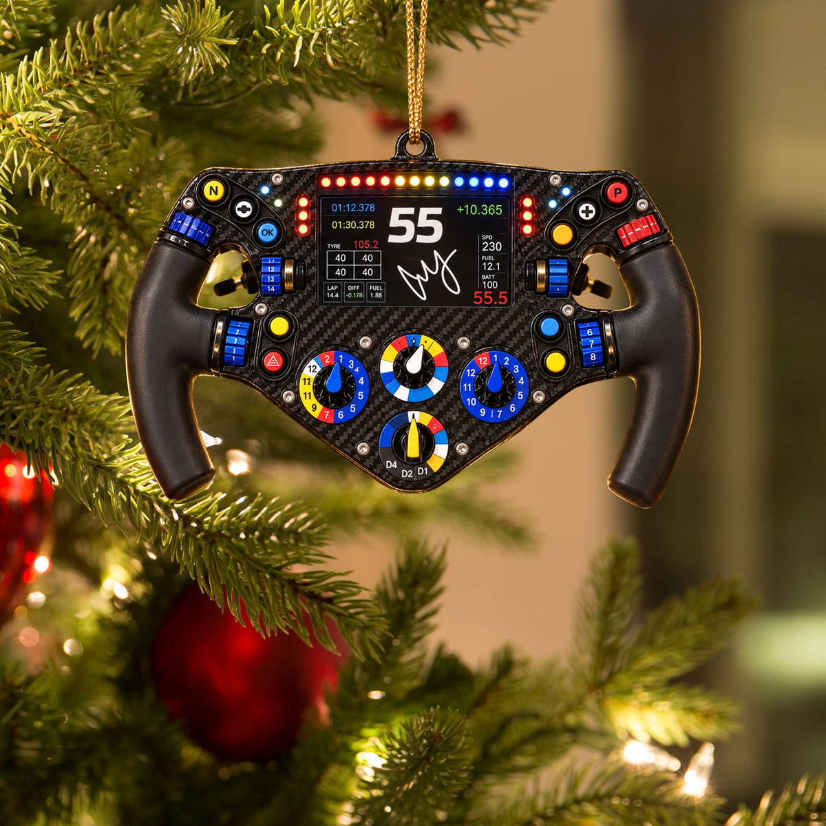 Sainz #55 Racing Suncatcher Ornament - Motorsport Fan Decor