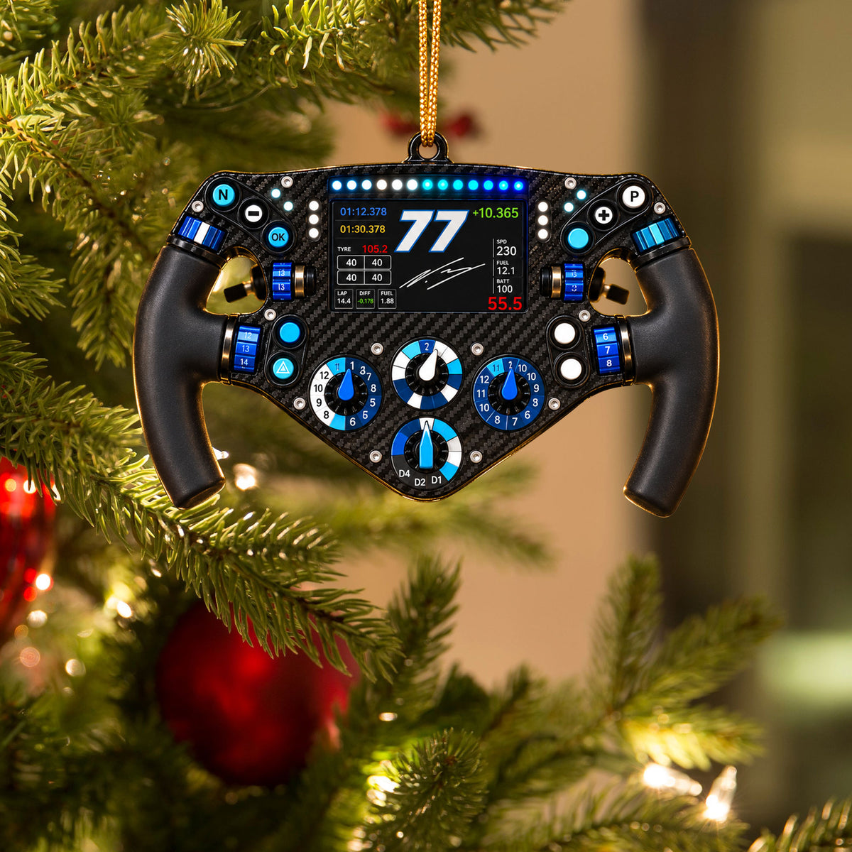 Bottas #77 Racing Suncatcher Ornament - Christmas Tree Ornament