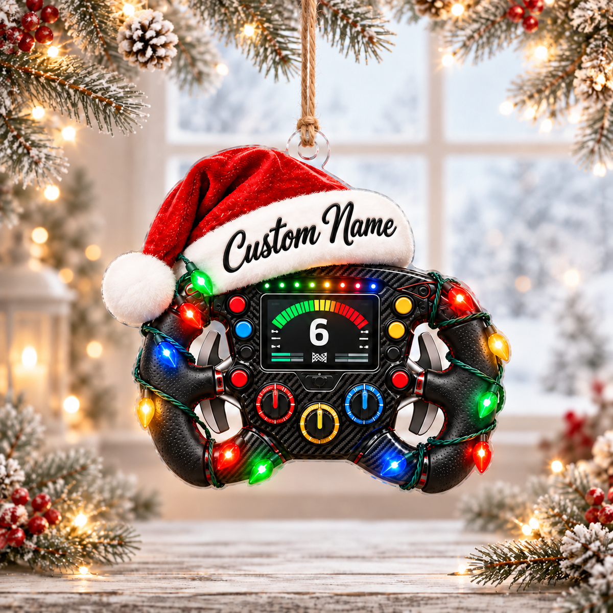 [Personalized] Steering Wheel Christmas Tree Ornament - Racing Fan Gift