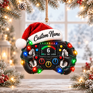 [Personalized] Steering Wheel Christmas Tree Ornament - Racing Fan Gift