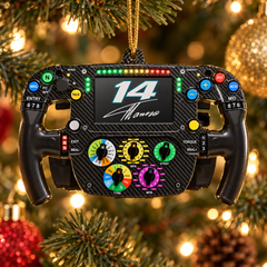 Alonso #14 Racing Suncatcher Ornament - Christmas Tree Ornament