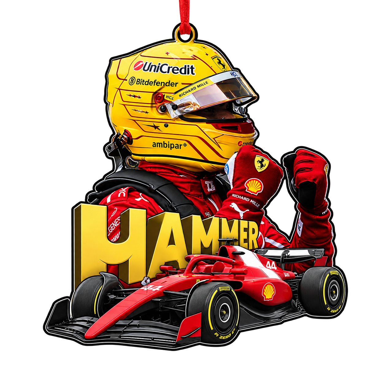[Limited] Personalized Lewis Racing Acrylic Christmas Ornaments - Motorsport Holiday Gift