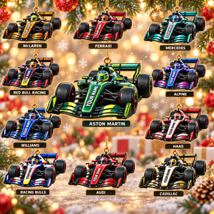 [Personalized] Racing Car Christmas Ornament - Name Xmas Tree Hanging Decor