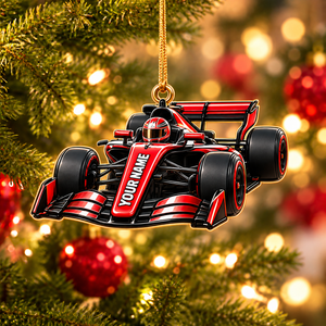 [Personalized] Racing Car Christmas Ornament - Name Xmas Tree Hanging Decor