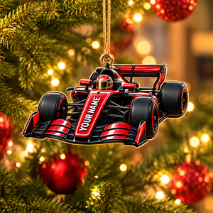 [Personalized] Racing Car Christmas Ornament - Name Xmas Tree Hanging Decor