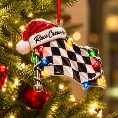 [Personalized] Checkered Flag Christmas Tree Ornament - Holiday season decor