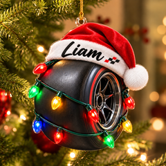 [Personalized] Santa Tire Christmas Tree Ornament - Holiday season decor