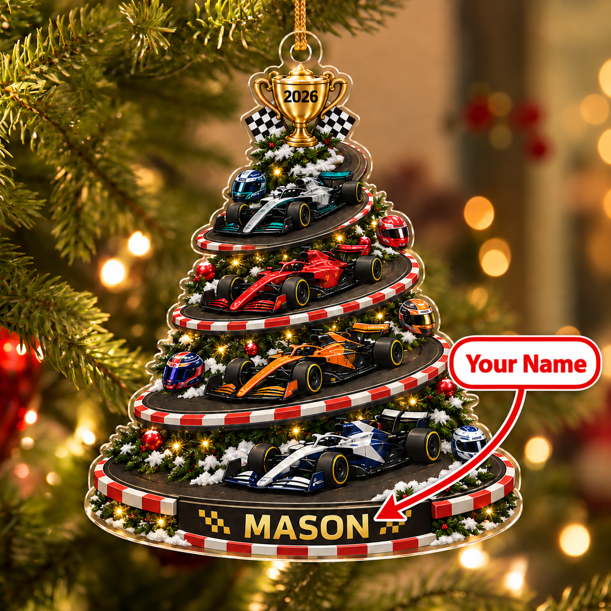 [Personalized] Racing Tree Ornament - Holiday season decor