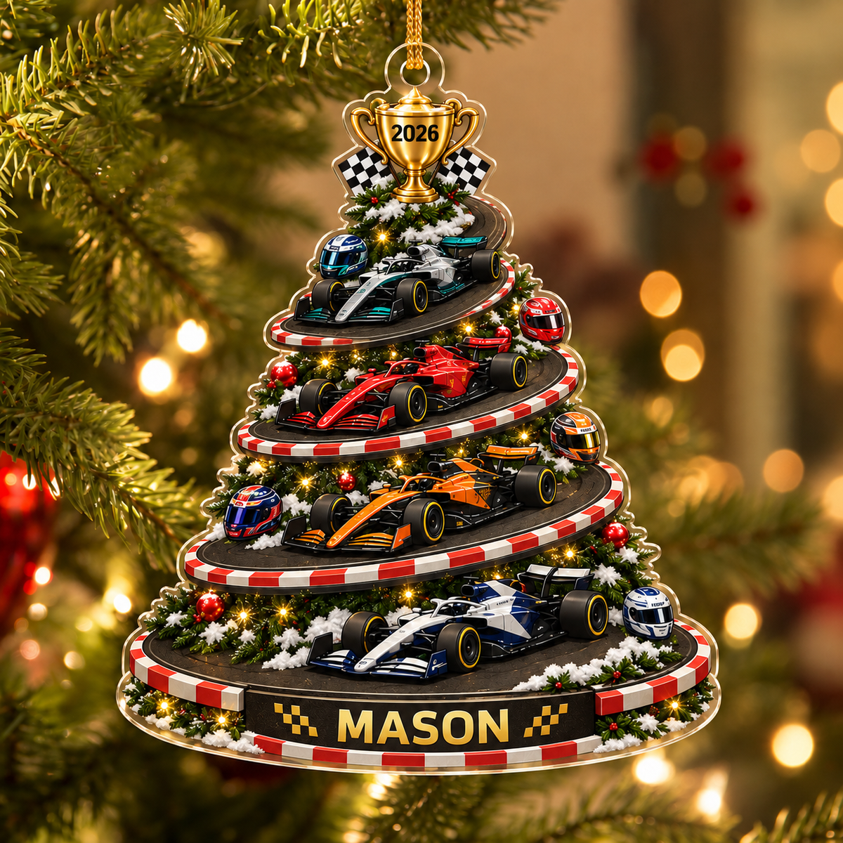 [Personalized] Racing Tree Ornament - Holiday season decor