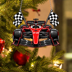 Racing Car Christmas Tree Ornament - Suncatcher Holiday Decor