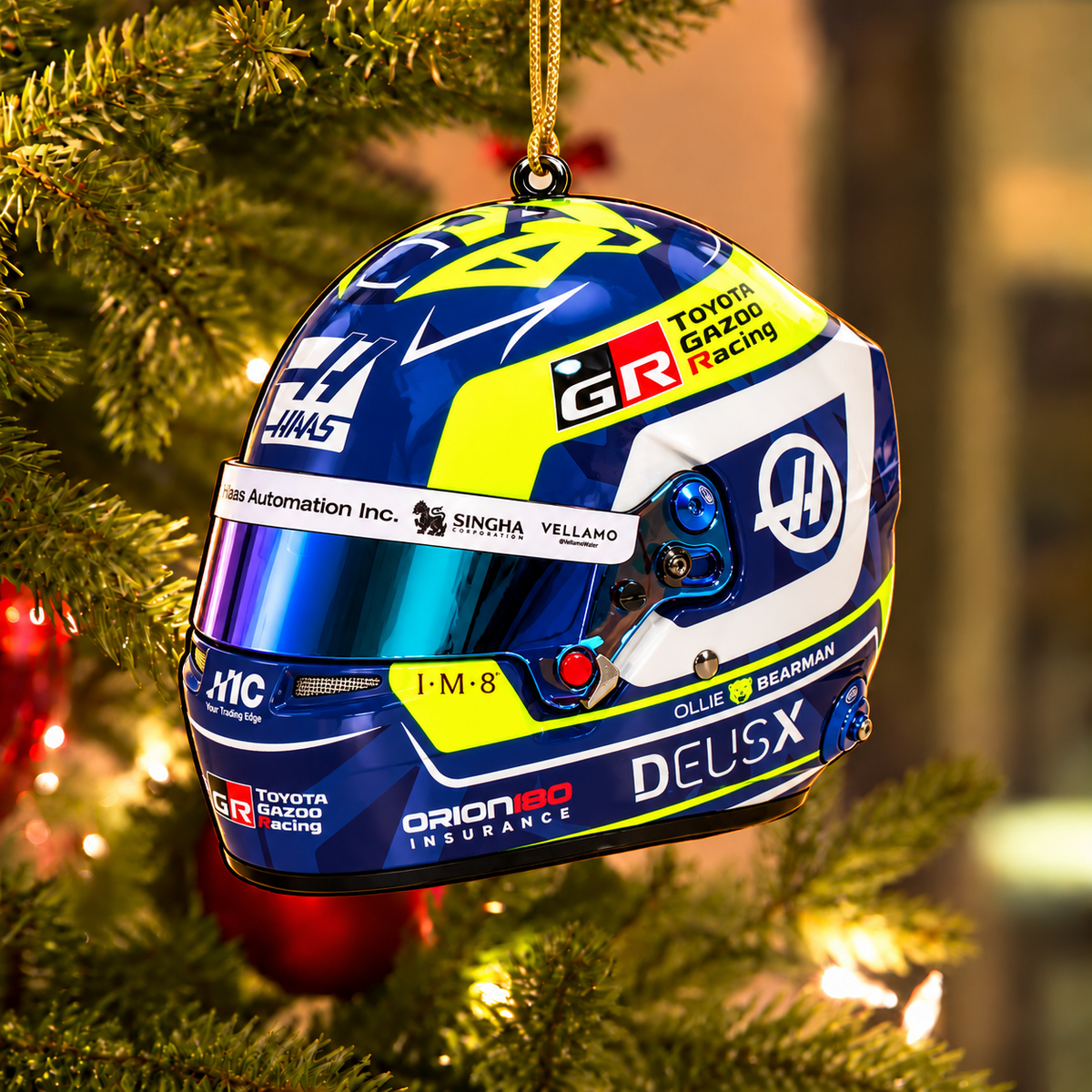Ocon #87 Helmet Ornament - Racing Christmas Tree Decoration