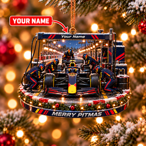 [Personalized] Racing F1 Pit Crew Christmas Ornament - Car Guy Holiday Gift