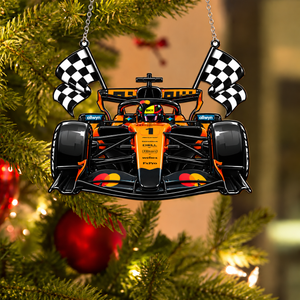 Racing Car Christmas Tree Ornament - Suncatcher Holiday Decor