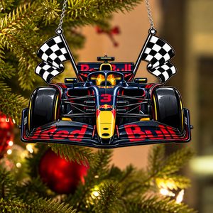 Racing Car Christmas Tree Ornament - Suncatcher Holiday Decor