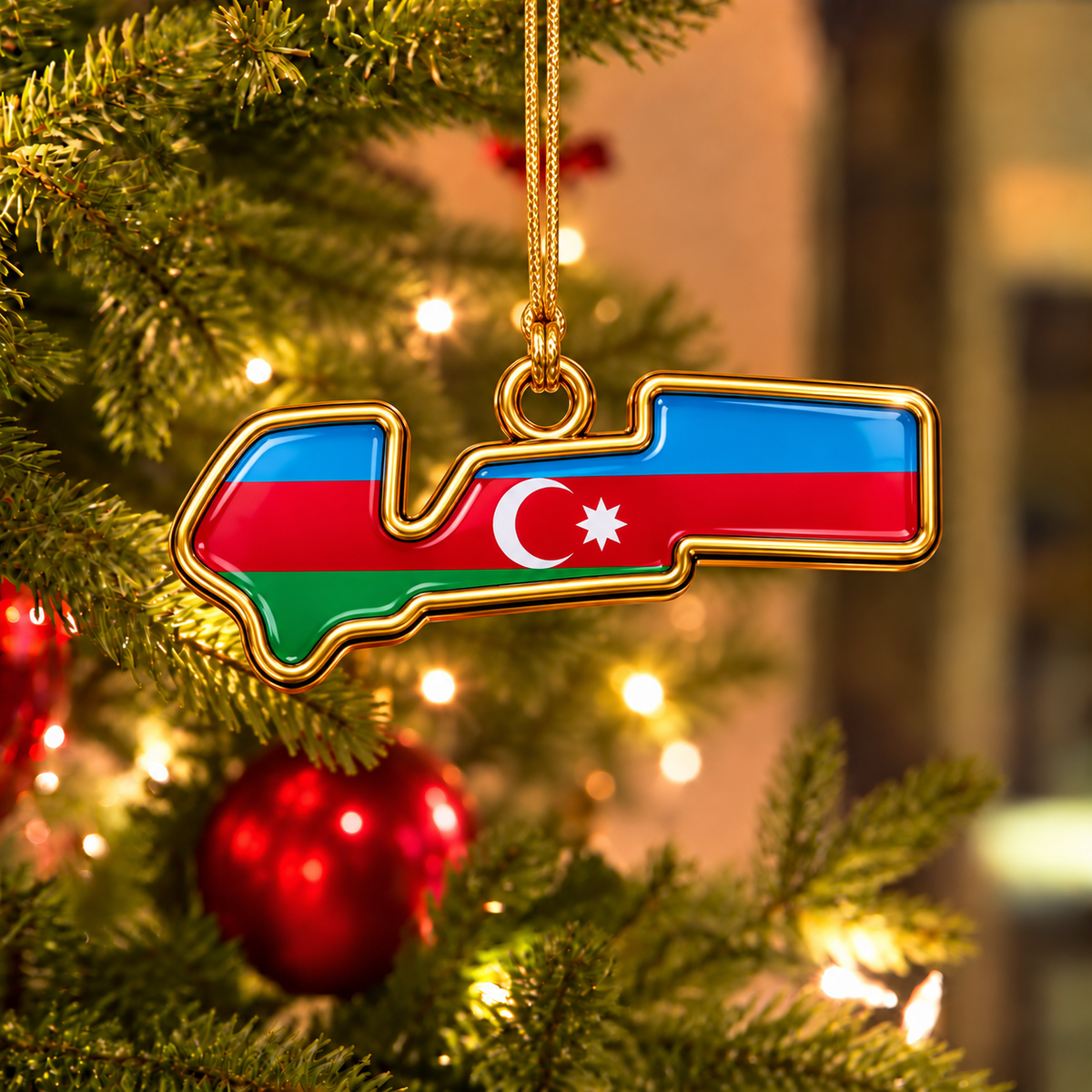 Azerbaijani F1 Circuit Map Hanging Ornament - Racing Fan Gift