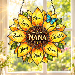 [Personalized] Nana Sunflower Suncatcher Window Hanging - Window Decor