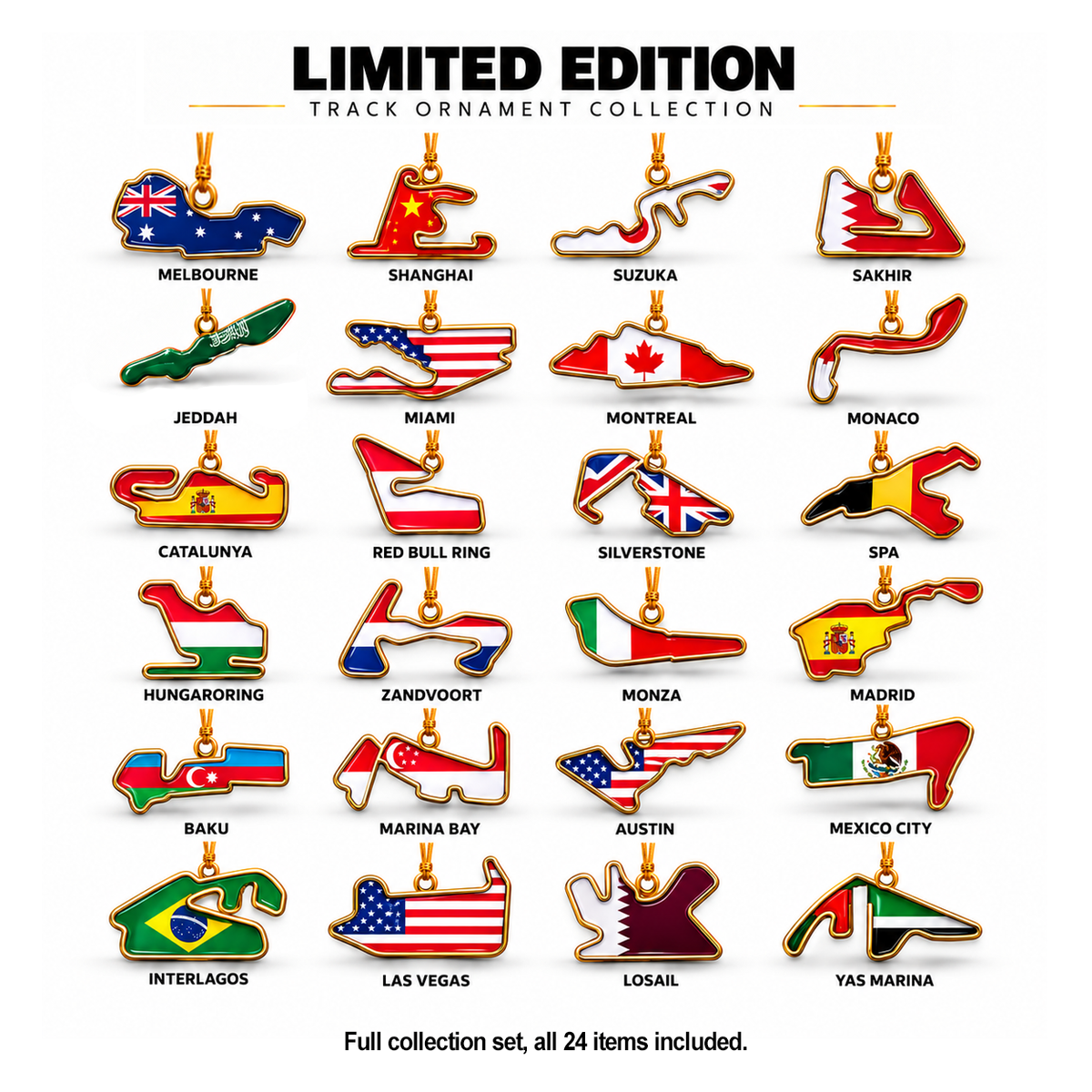 [Limited] Track Ornament Collection Set #Full 24 Race Circuits - Racing Christmas Tree