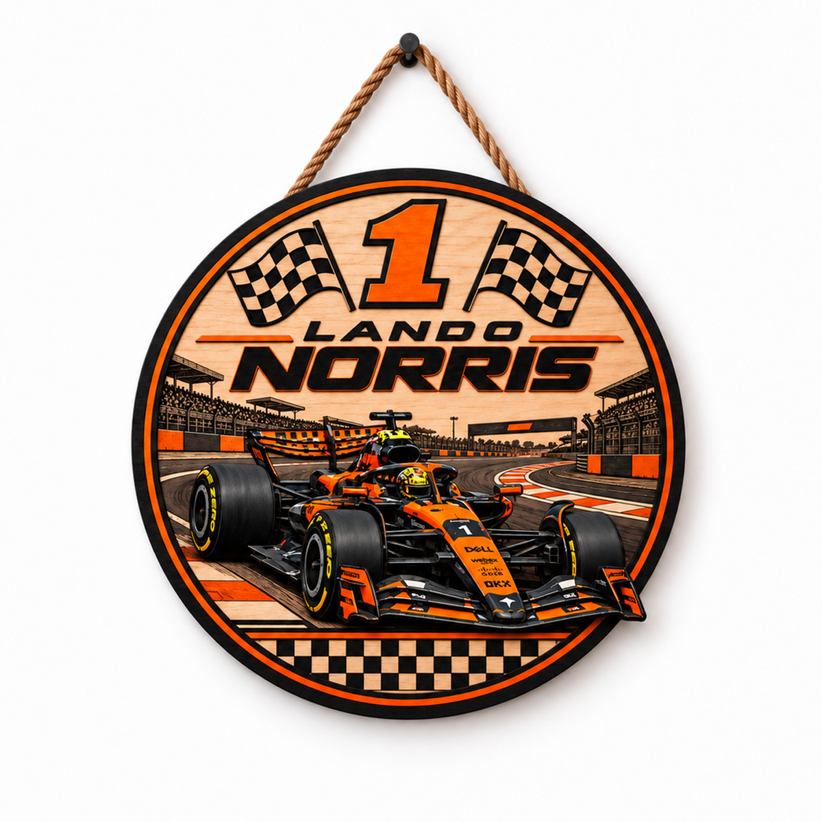 [Personalized] Lando #1 Wooden Wall Sign - Motorsport Car Fan Gift