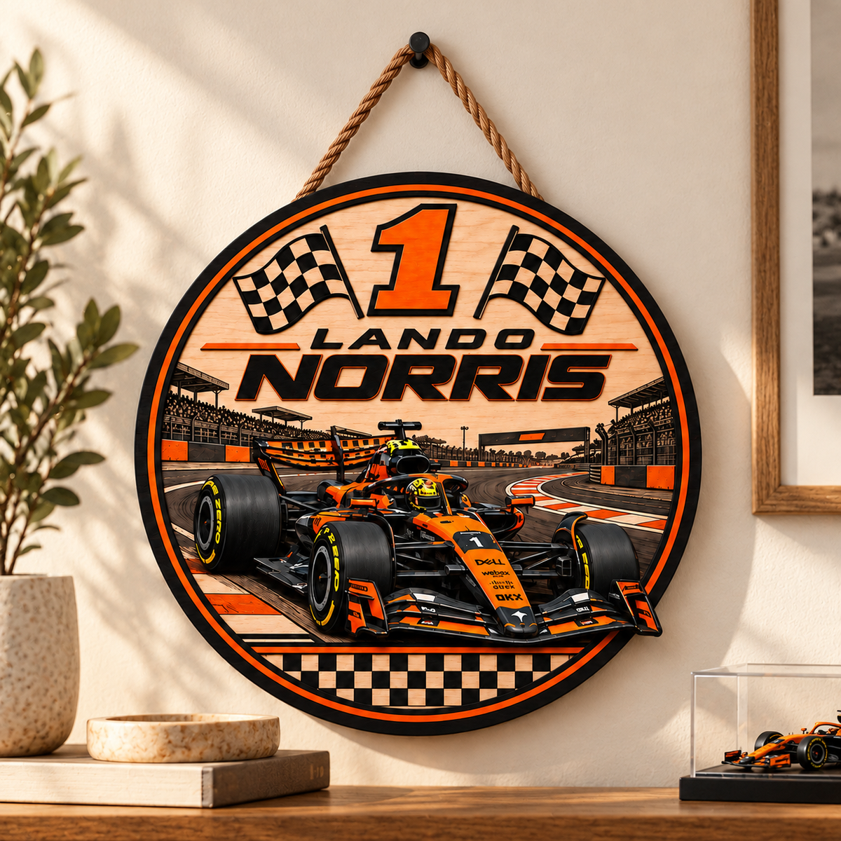 [Personalized] Lando #1 Wooden Wall Sign - Motorsport Car Fan Gift