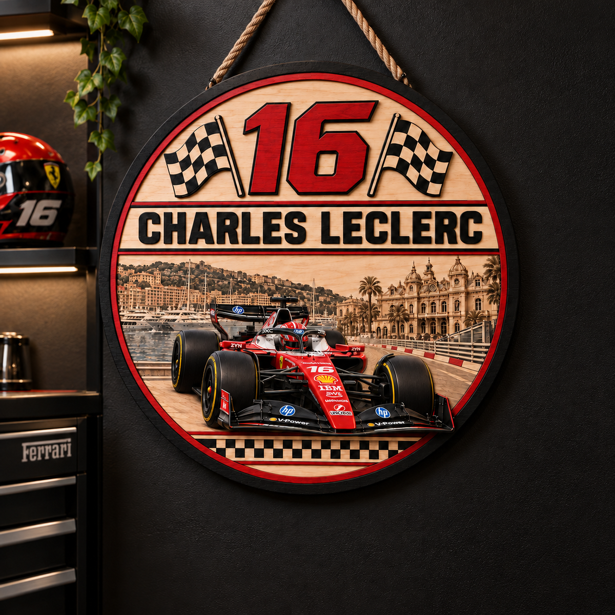 [Personalized] Charles #16 Wooden Wall Sign - Wooden Round Wall Hanging