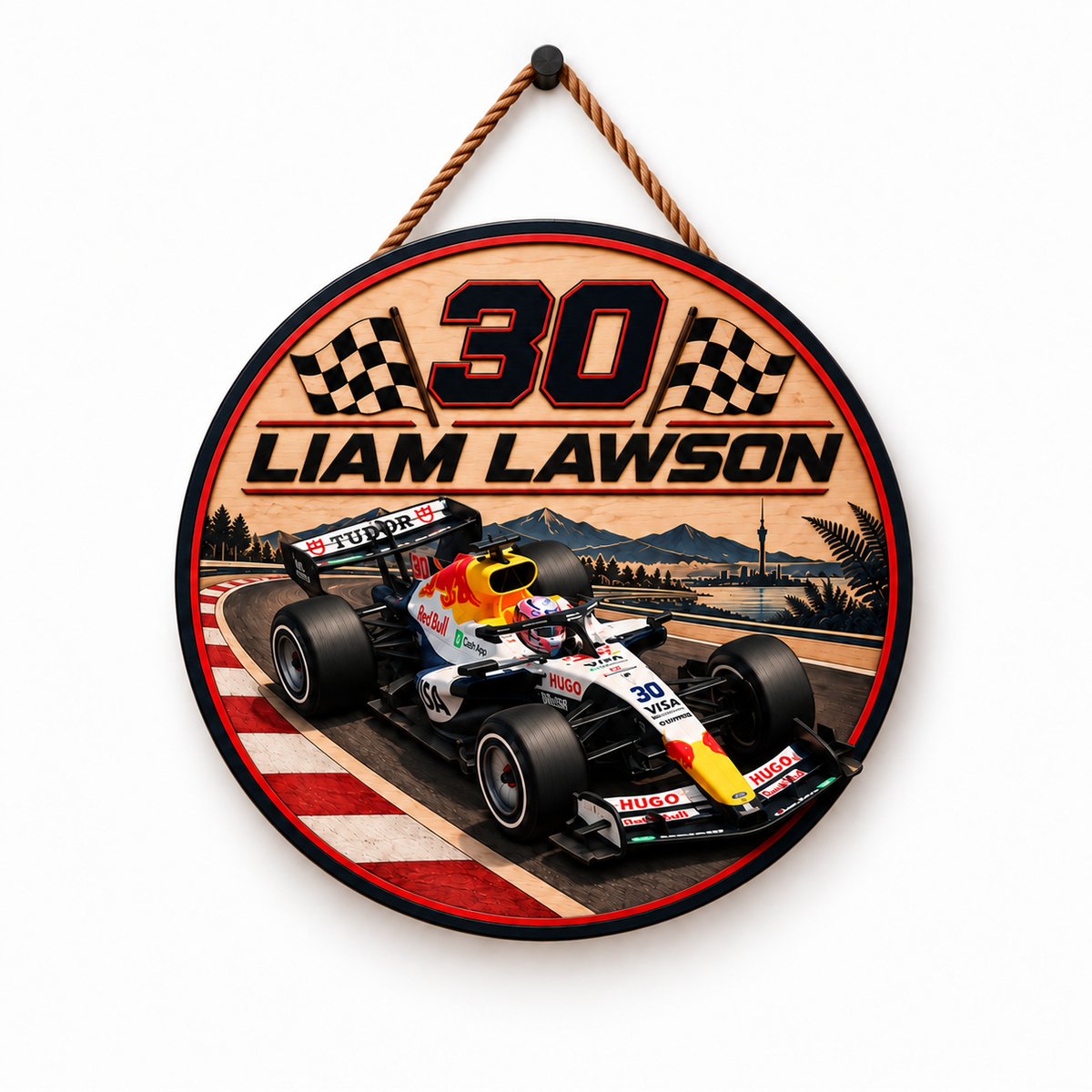 [Personalized] Lawson #30 Wooden Wall Sign - Man Cave Garage Decor