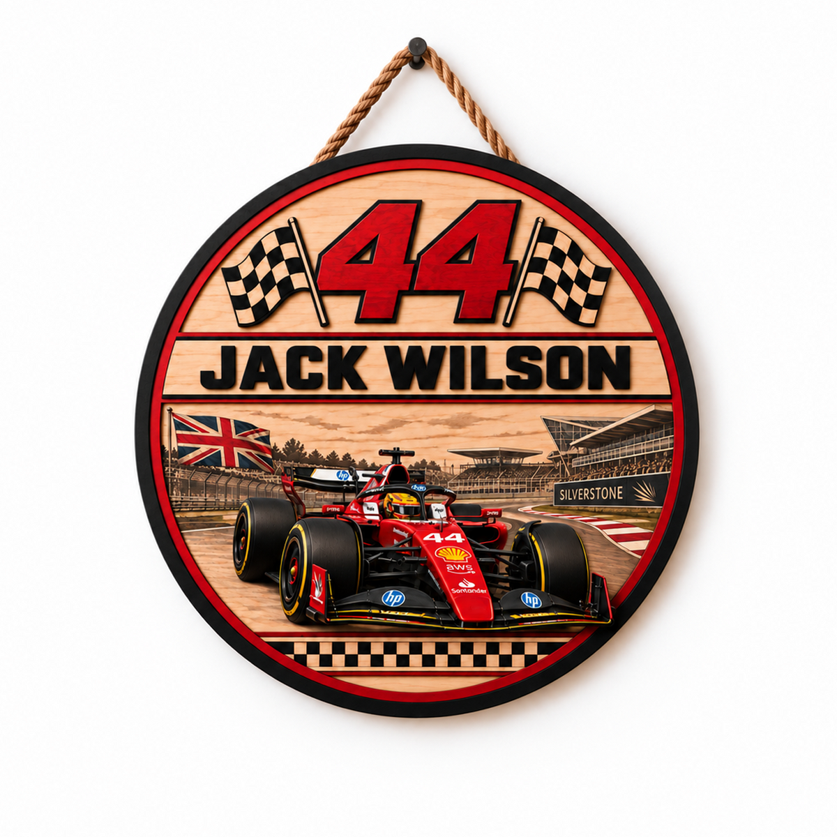 [Personalized] Lewis #44 Wooden Wall Sign - Wooden Round Wall Hanging