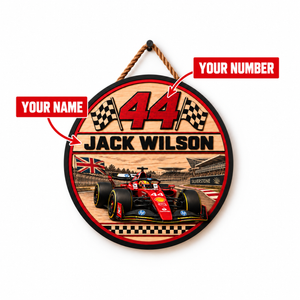 [Personalized] Lewis #44 Wooden Wall Sign - Wooden Round Wall Hanging