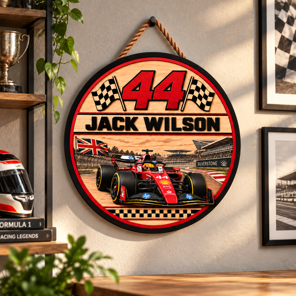 [Personalized] Lewis #44 Wooden Wall Sign - Wooden Round Wall Hanging