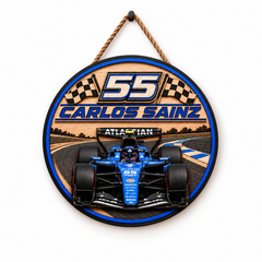 [Personalized] Sainz #55 Wood Wall Art - Man Cave Garage Decor