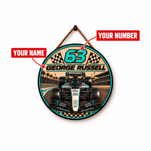 [Personalized] Russell #63 Wood Wall Art - Wooden Round Wall Hanging